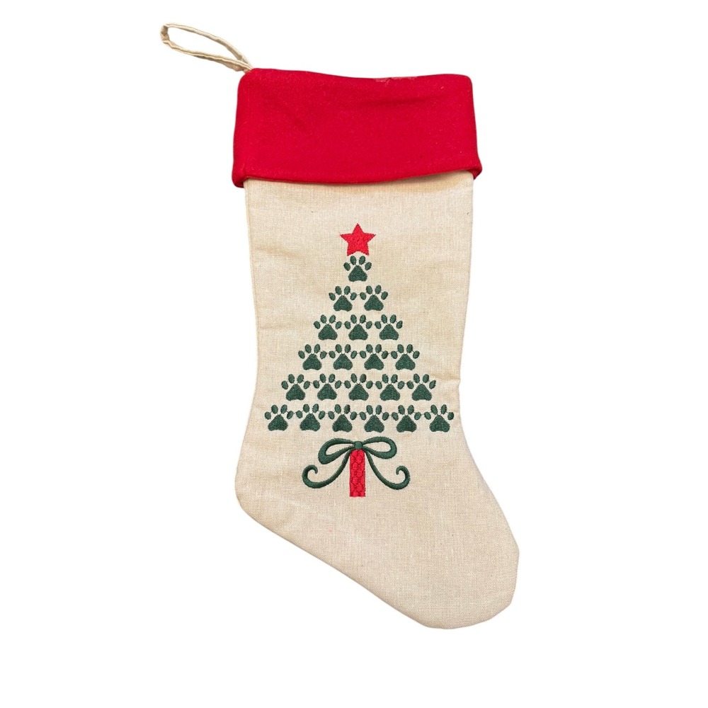 Hobby Lobby Christmas‎ Stocking Dog Paw Print Tree Stocking